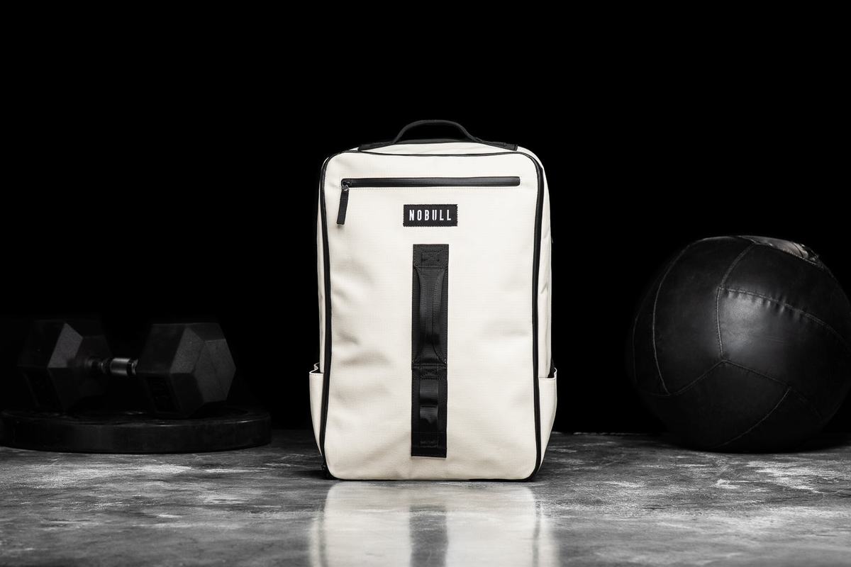 Nobull Waxed Canvas Men\'s Backpacks White | Australia (NL7934)